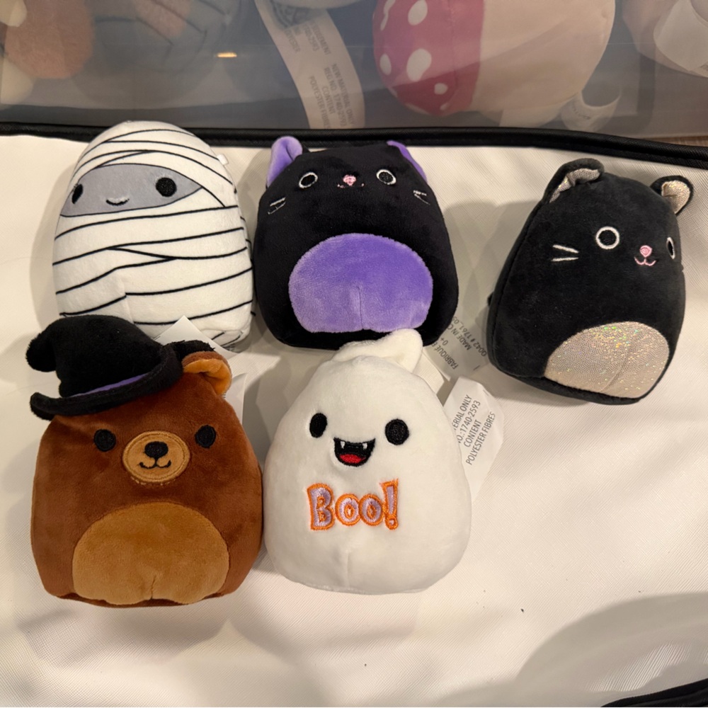 Squishmallows Capsules Plush Halloween Toy Set - Brown, White, Black